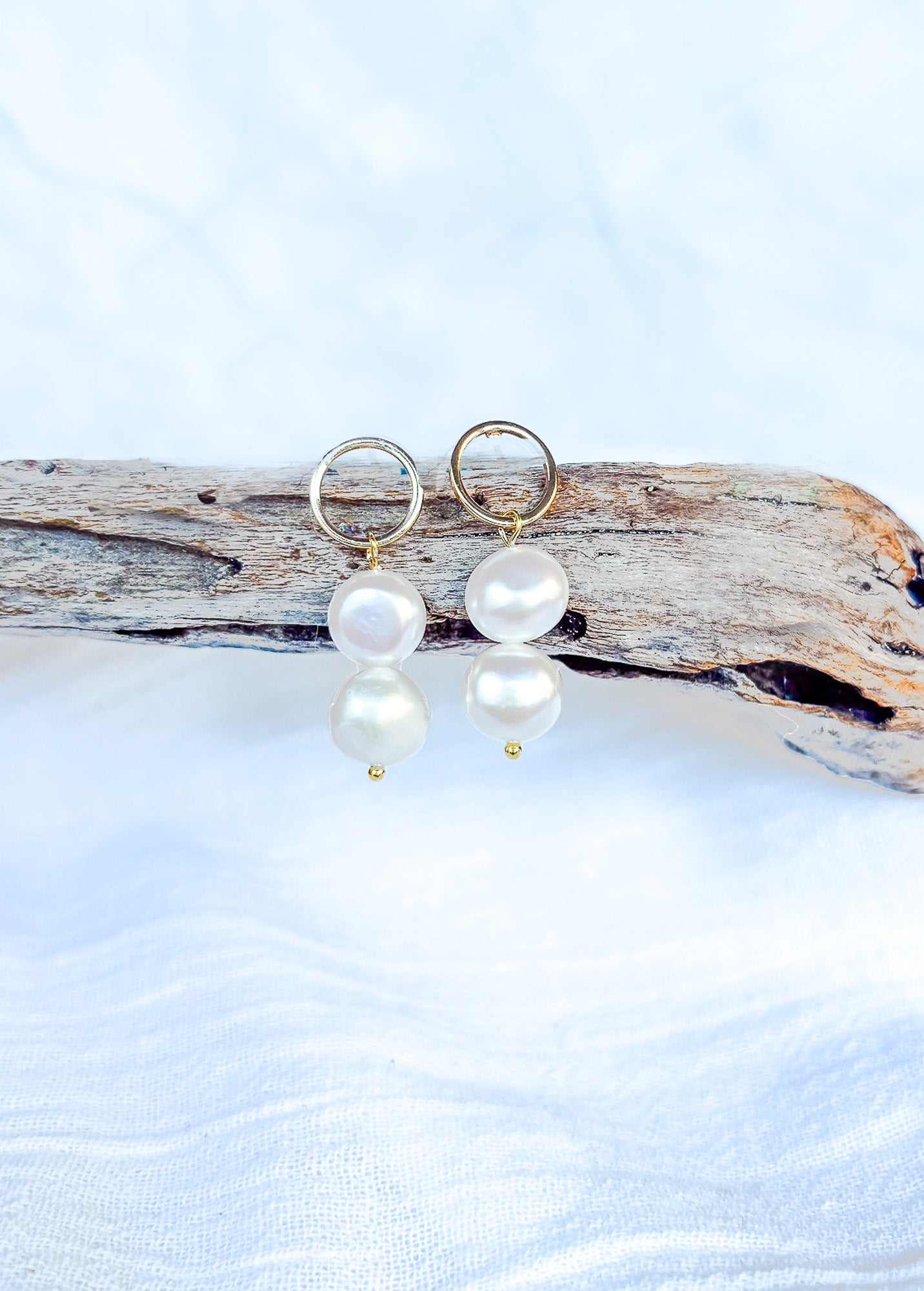 Gold Ring Stud with Freshwater Pearl Stack - Beadsmith