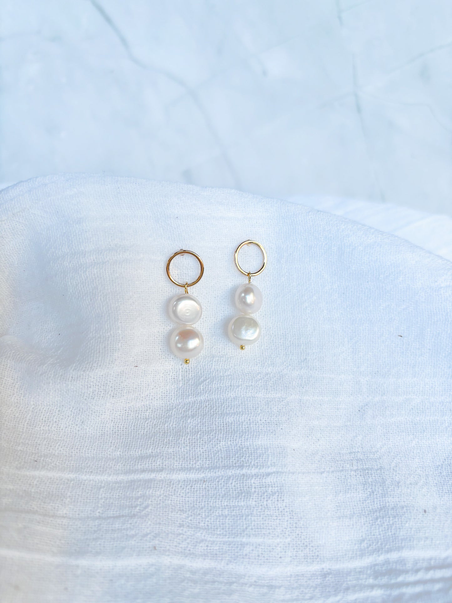 Gold Ring Stud with Freshwater Pearl Stack - Beadsmith