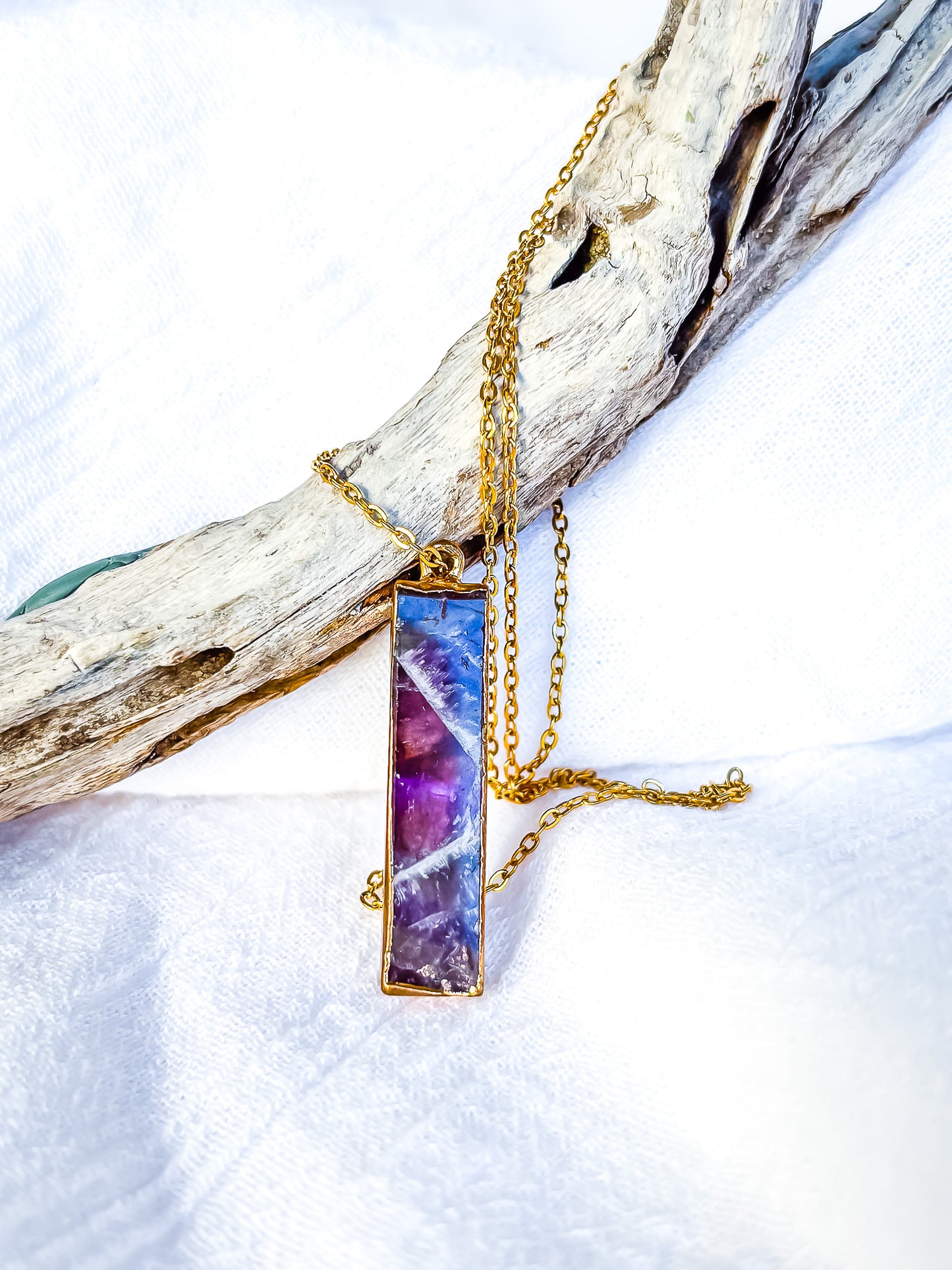 Amethyst Nugget & Gold Chain Necklace - Beadsmith