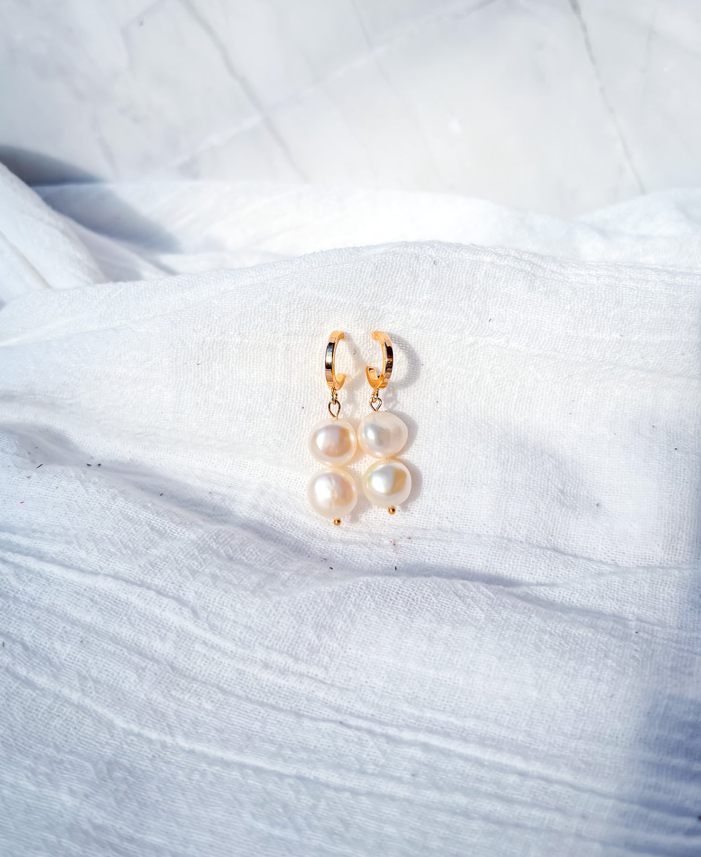Freshwater Pearl Stack on Gold Loop Stud Earrings - Beadsmith