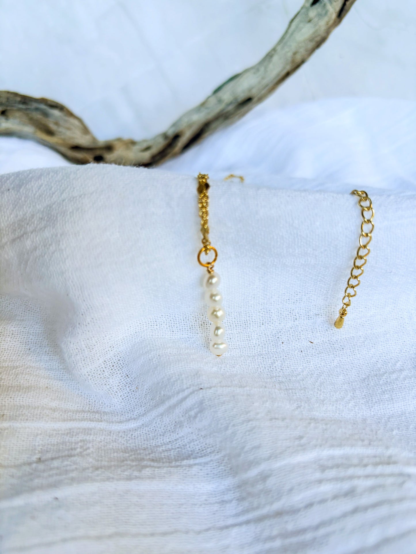 Freshwater pearl stack on gold chain - Beadsmith