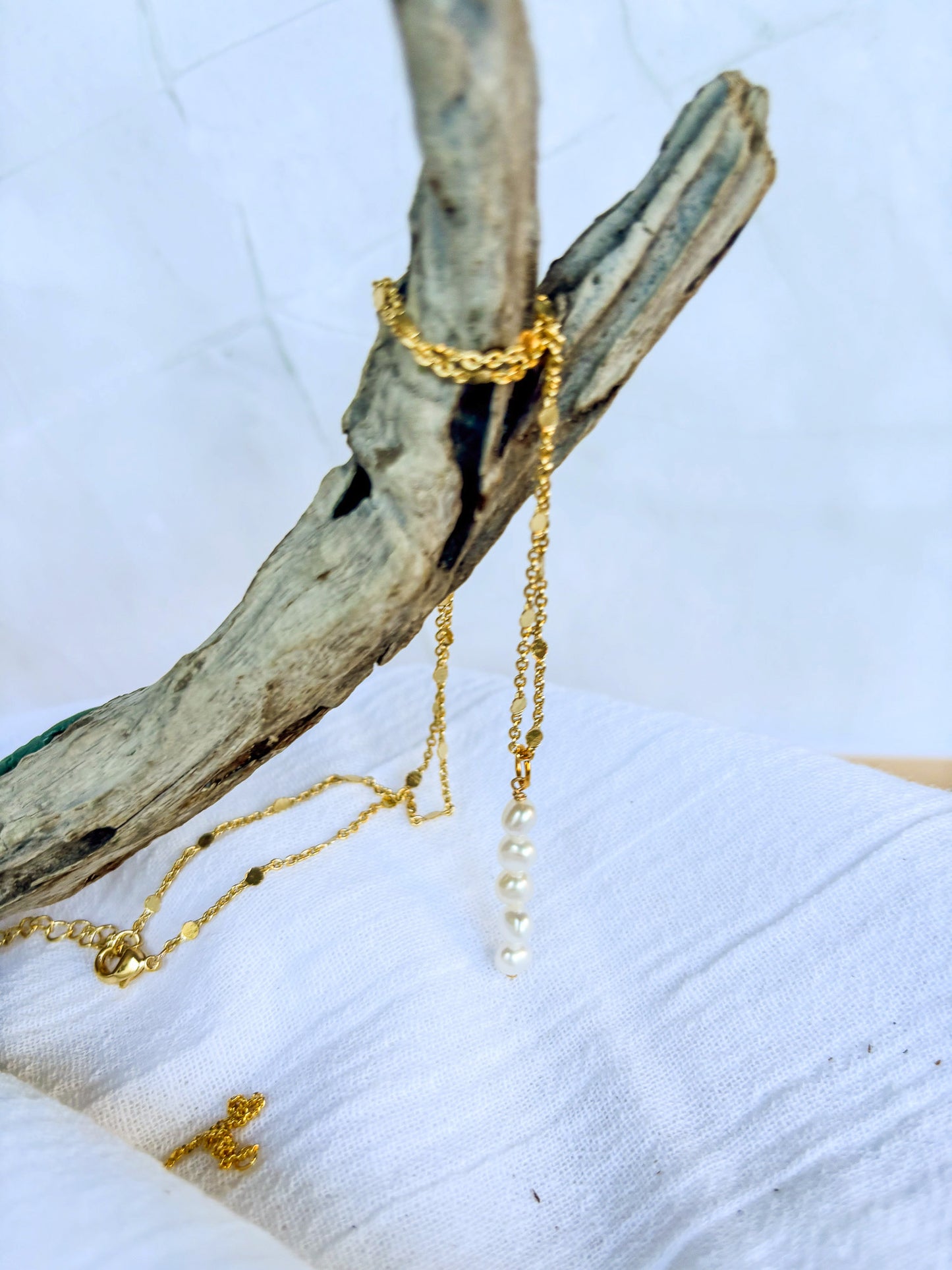 Freshwater pearl stack on gold chain - Beadsmith