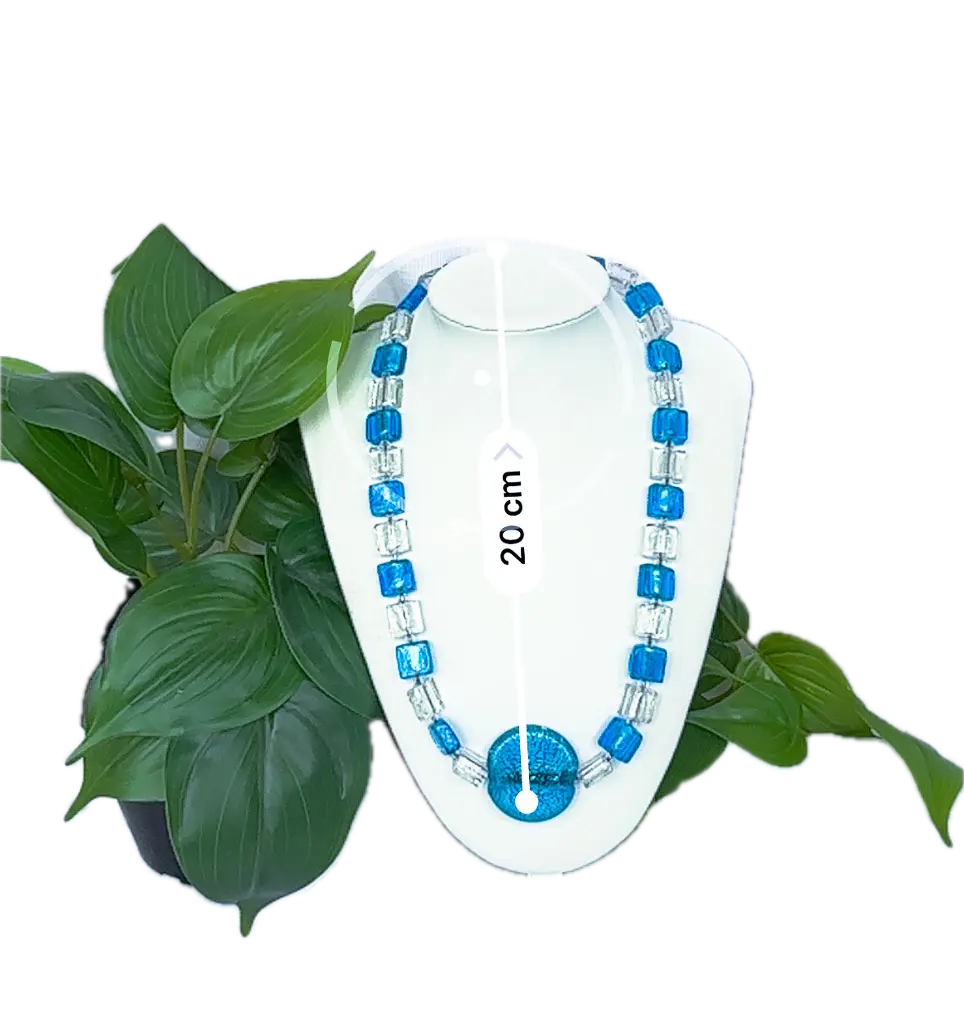 Blue and White Glass Foil with feature bead necklace - Beadsmith