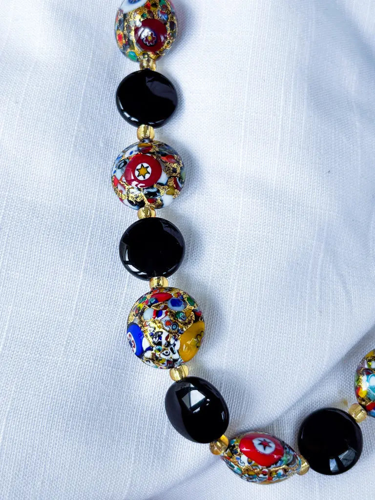 Black and red with gold flecks beaded necklace - Beadsmith