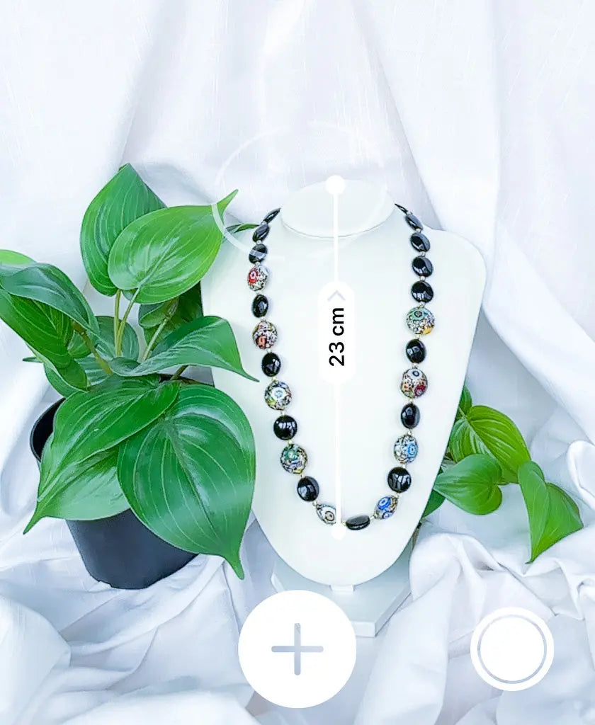 Black and red with gold flecks beaded necklace - Beadsmith