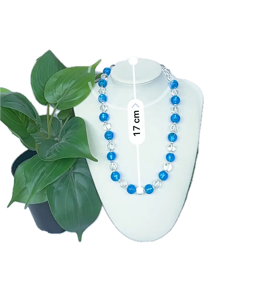 Blue and clear round beaded necklace - Beadsmith