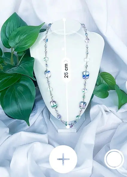 Blue and pink clear chunky chain beaded necklace - Beadsmith