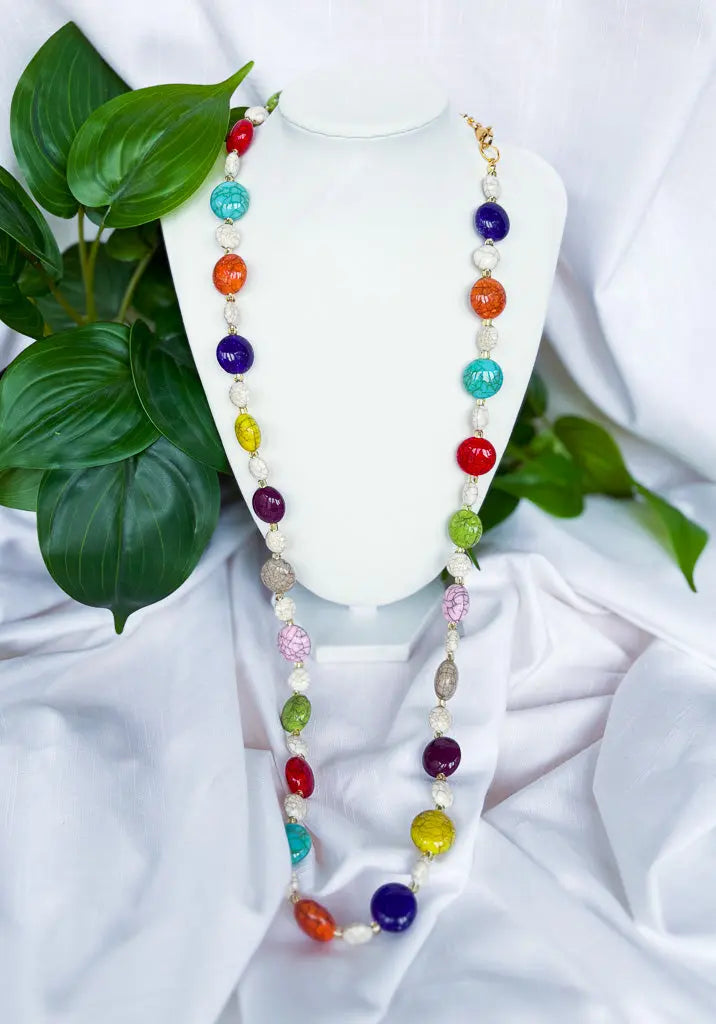 Chunky Crackle beaded multi colour necklace - Beadsmith