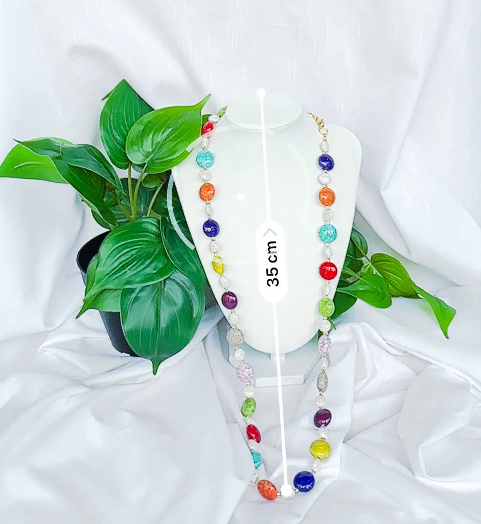 Chunky Crackle beaded multi colour necklace - Beadsmith