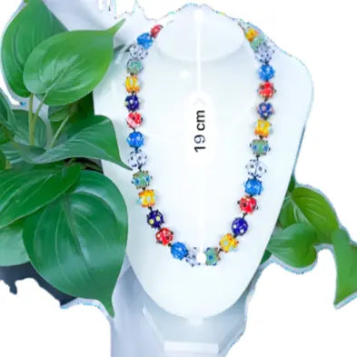 Round and blue rainbow spikey beaded necklace - Beadsmith