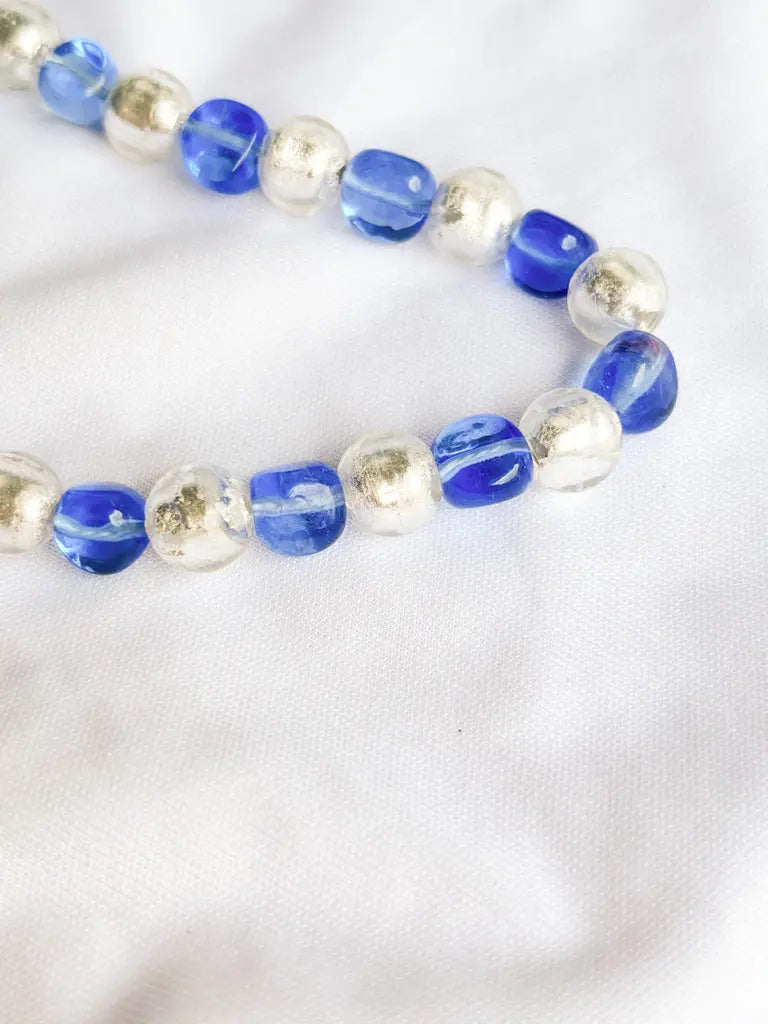 Round blue and clear glass beaded necklace - Beadsmith