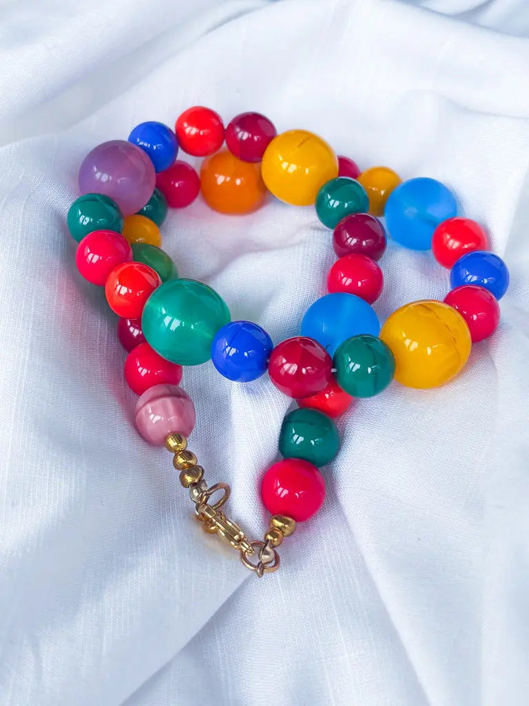 Round chunky rainbow beaded necklace - Beadsmith