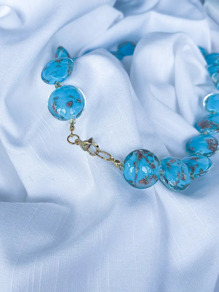 Stunning handmade teal and gold beaded necklace - Beadsmith
