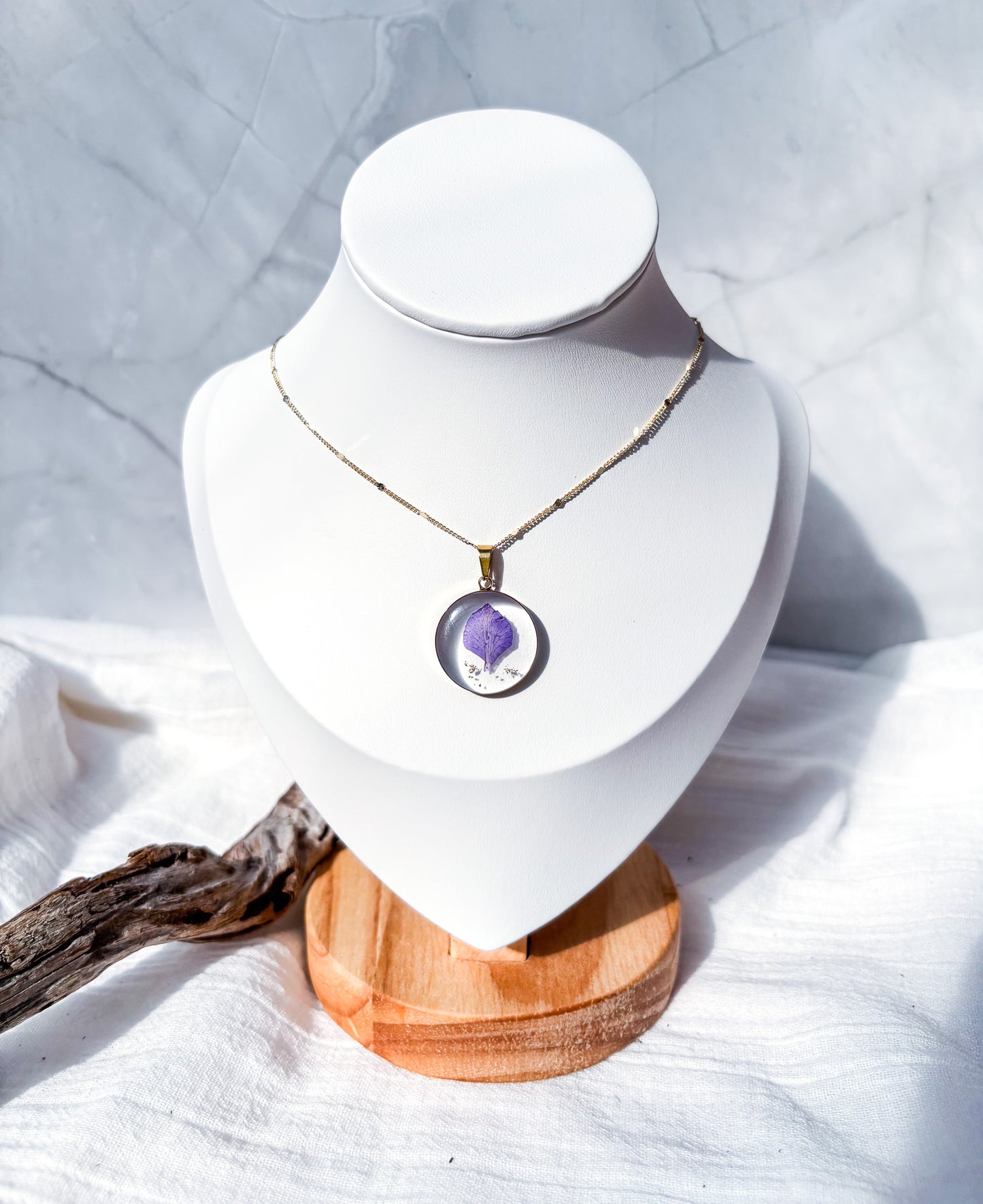 Birth Month Flower & Resin in Gold Hoop & 18k Gold Chain - Beadsmith
