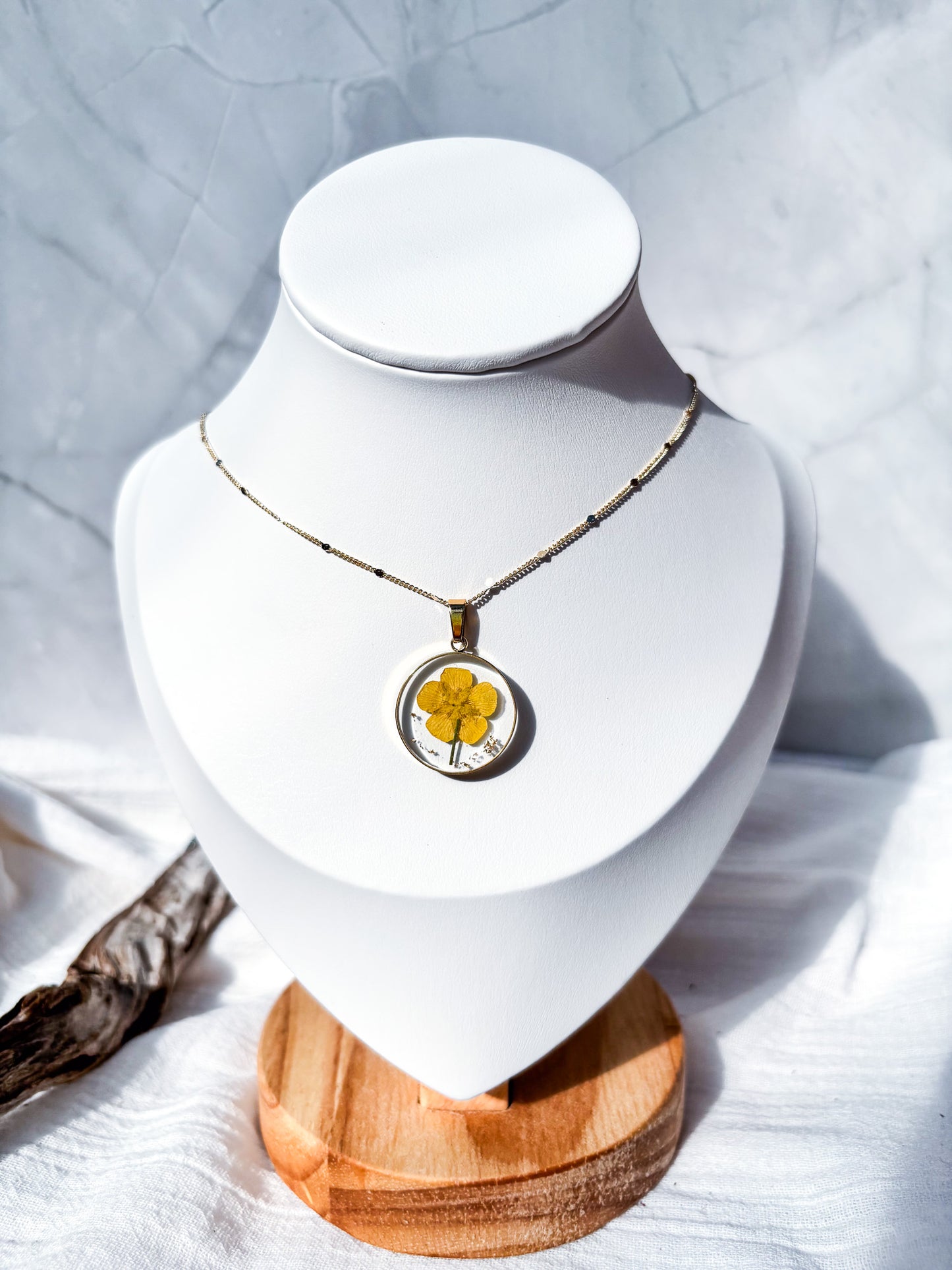 Birth Month Flower & Resin in Gold Hoop & 18k Gold Chain - Beadsmith
