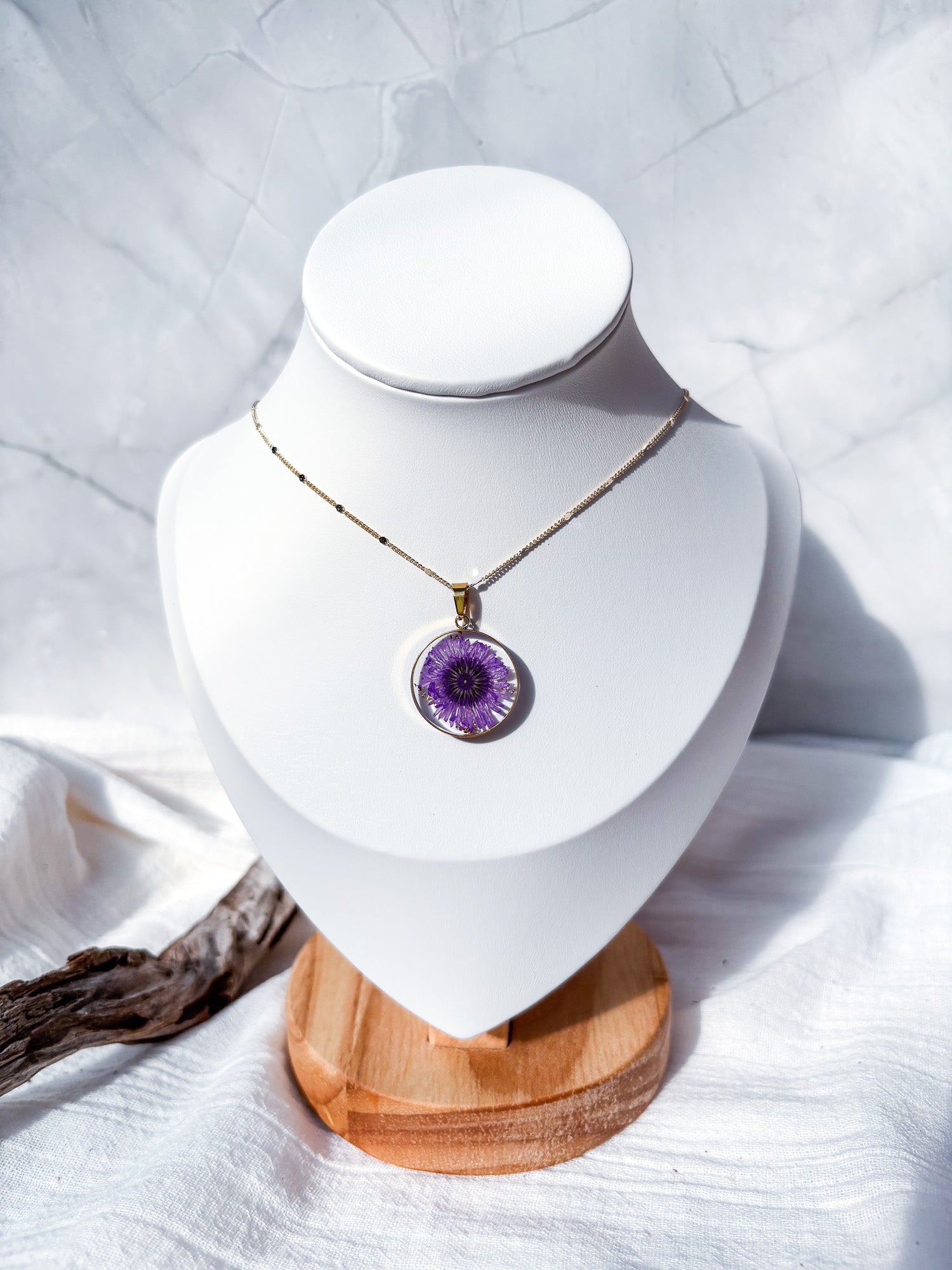 Birth Month Flower & Resin in Gold Hoop & 18k Gold Chain - Beadsmith