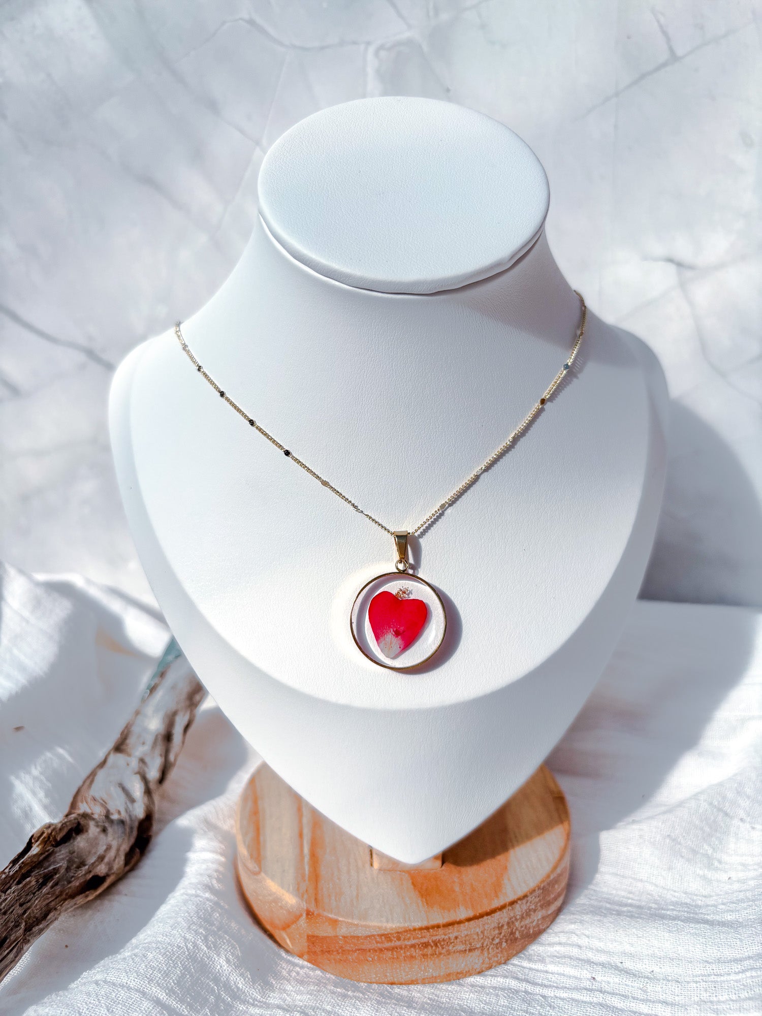 Birth Month Flower & Resin in Gold Hoop & 18k Gold Chain - Beadsmith