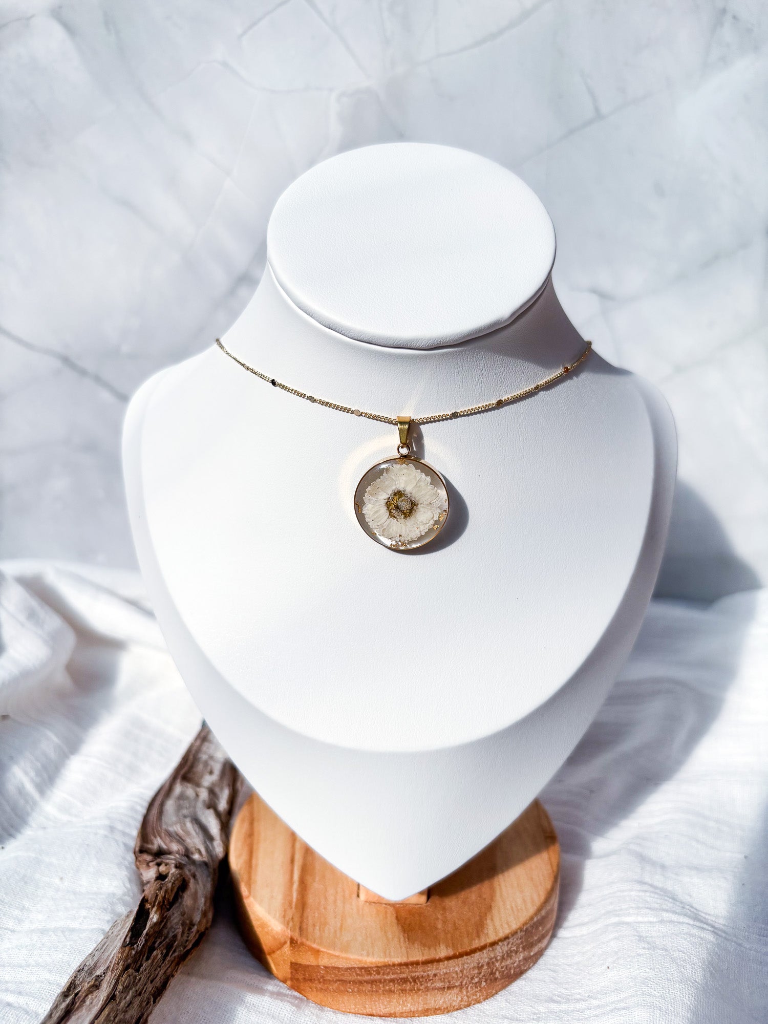 Birth Month Flower & Resin in Gold Hoop & 18k Gold Chain - Beadsmith