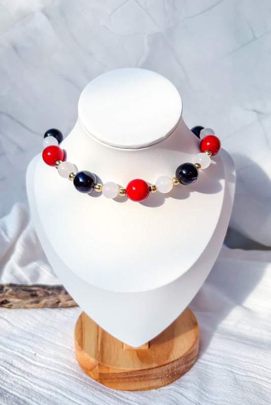 Black and red white beaded necklace - Beadsmith
