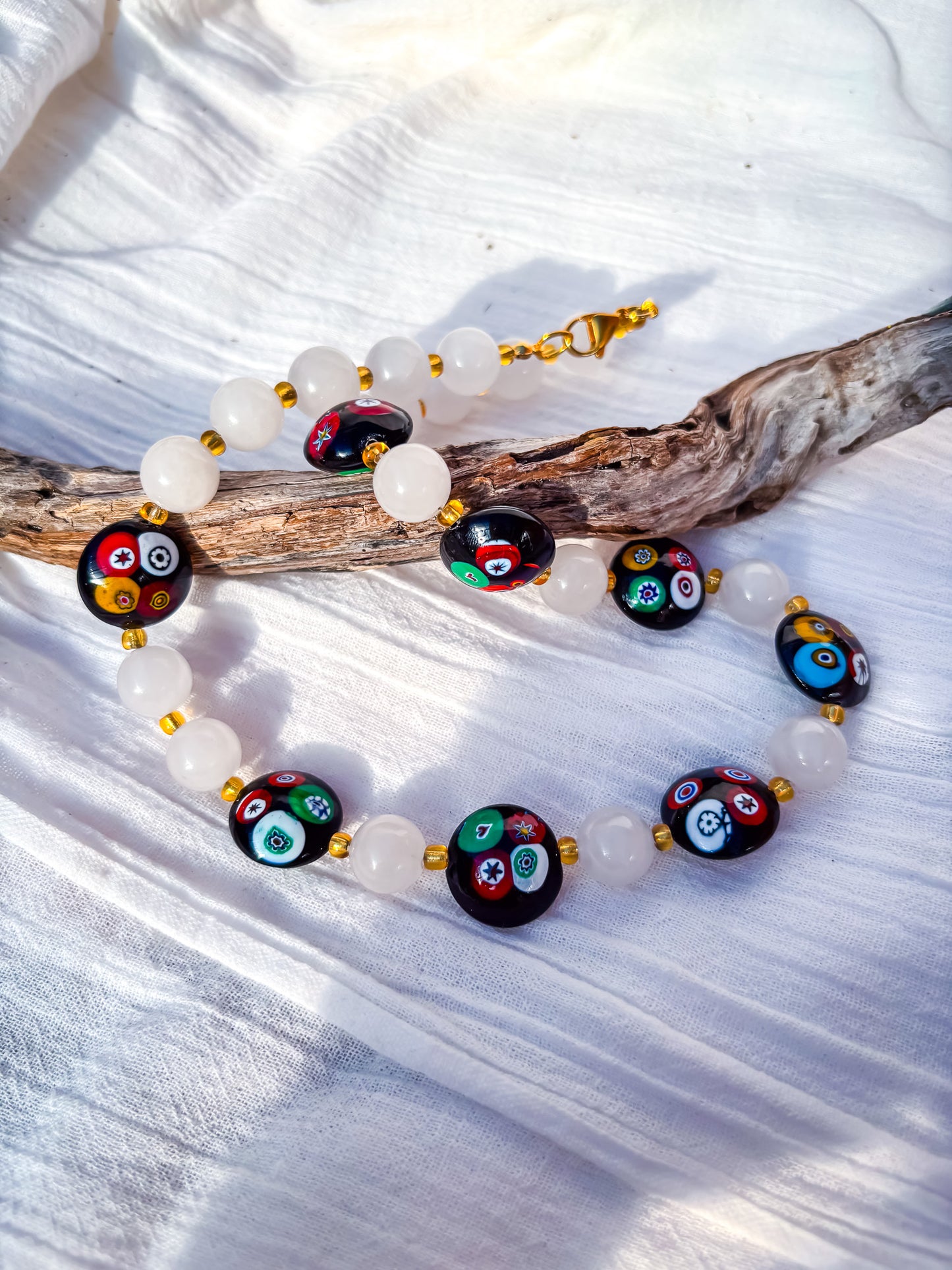 Black and red and white beaded necklace - Beadsmith