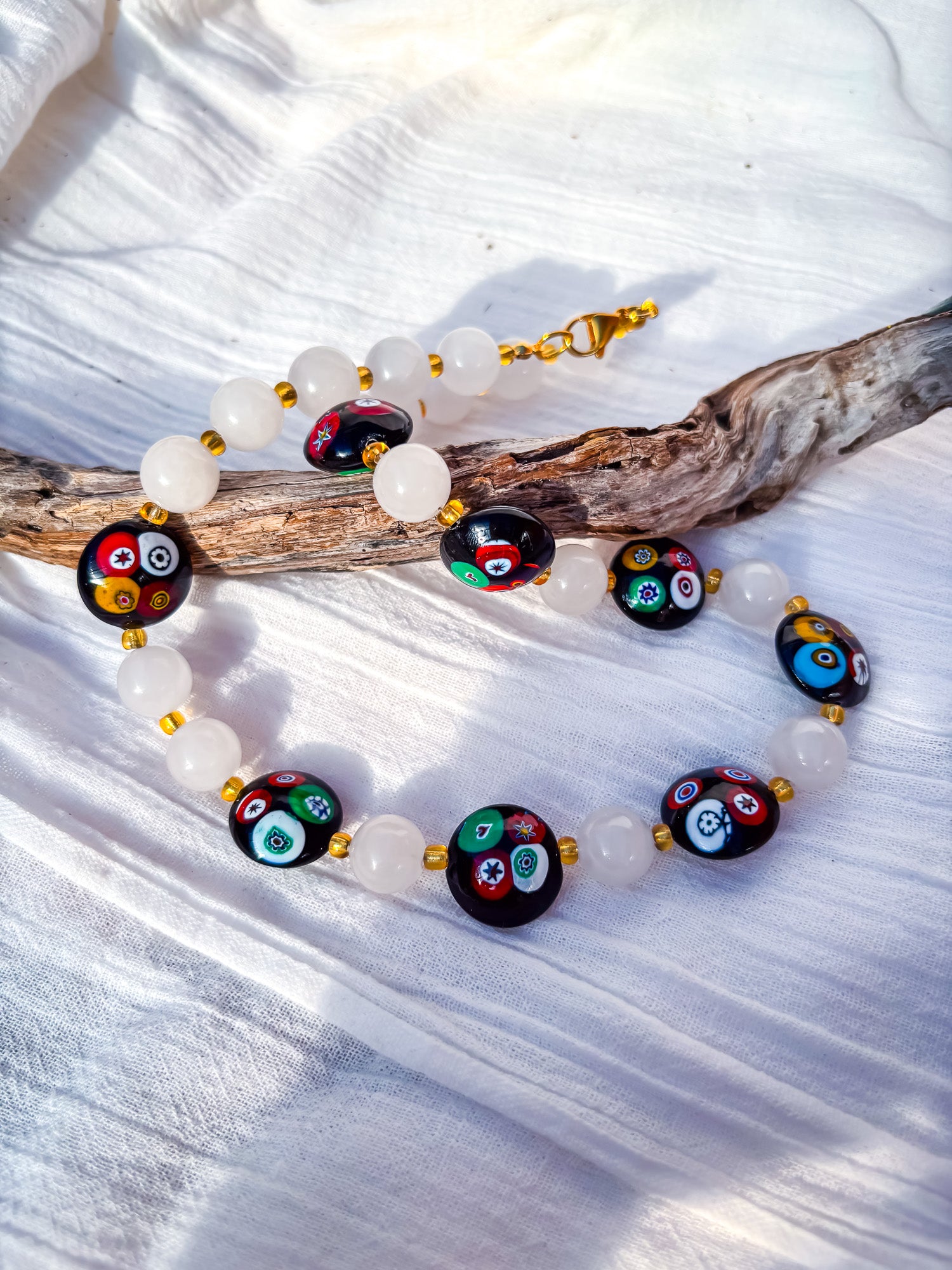 Black and red and white beaded necklace - Beadsmith