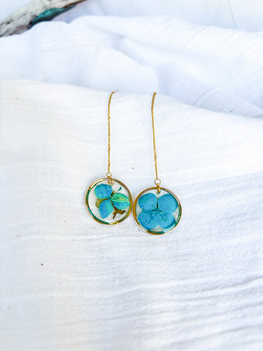 Blue Hydrangeas on Gold Threads earrings - Beadsmith