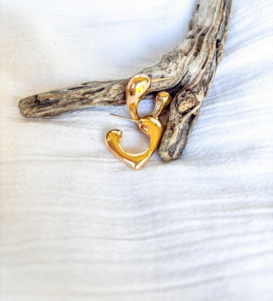 Gold Heart Chunky Studs - Beadsmith