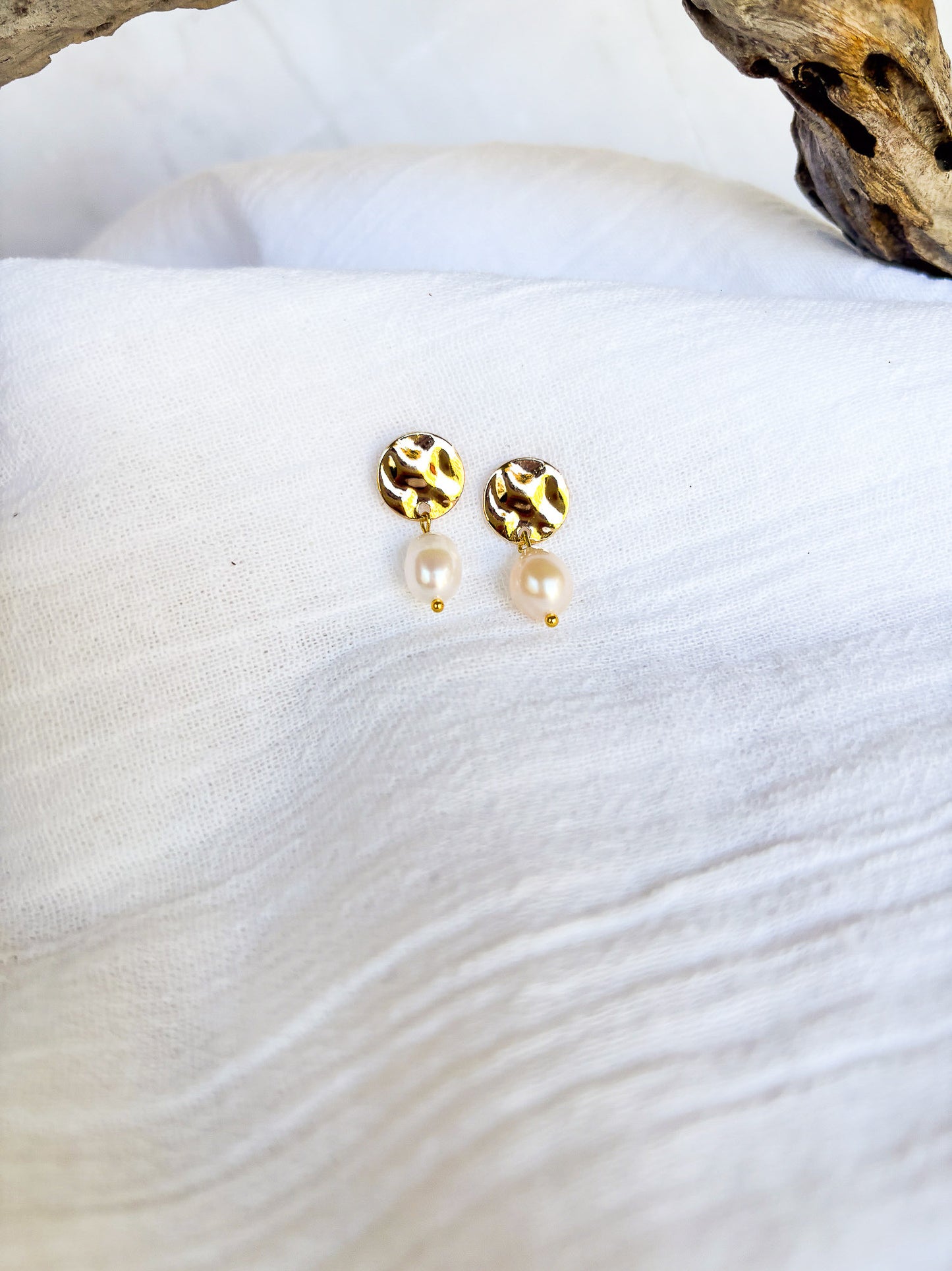 Freshwater Pearls on Hammered Gold Disc - Beadsmith