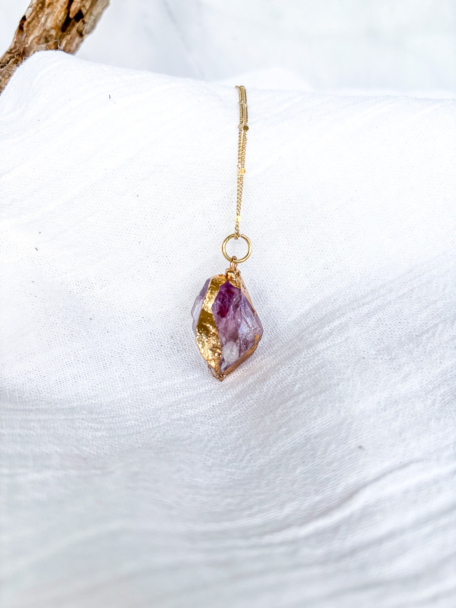 Dainty Gold Chain with Amethyst nugget - Beadsmith