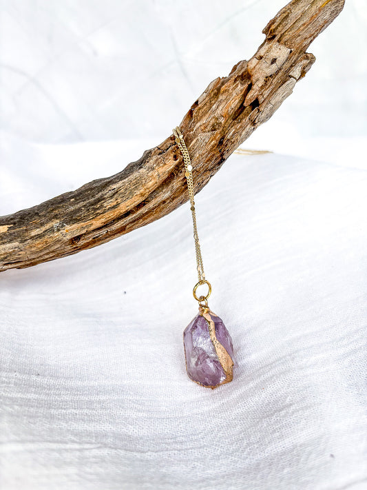 Dainty Gold Chain with Amethyst nugget - Beadsmith