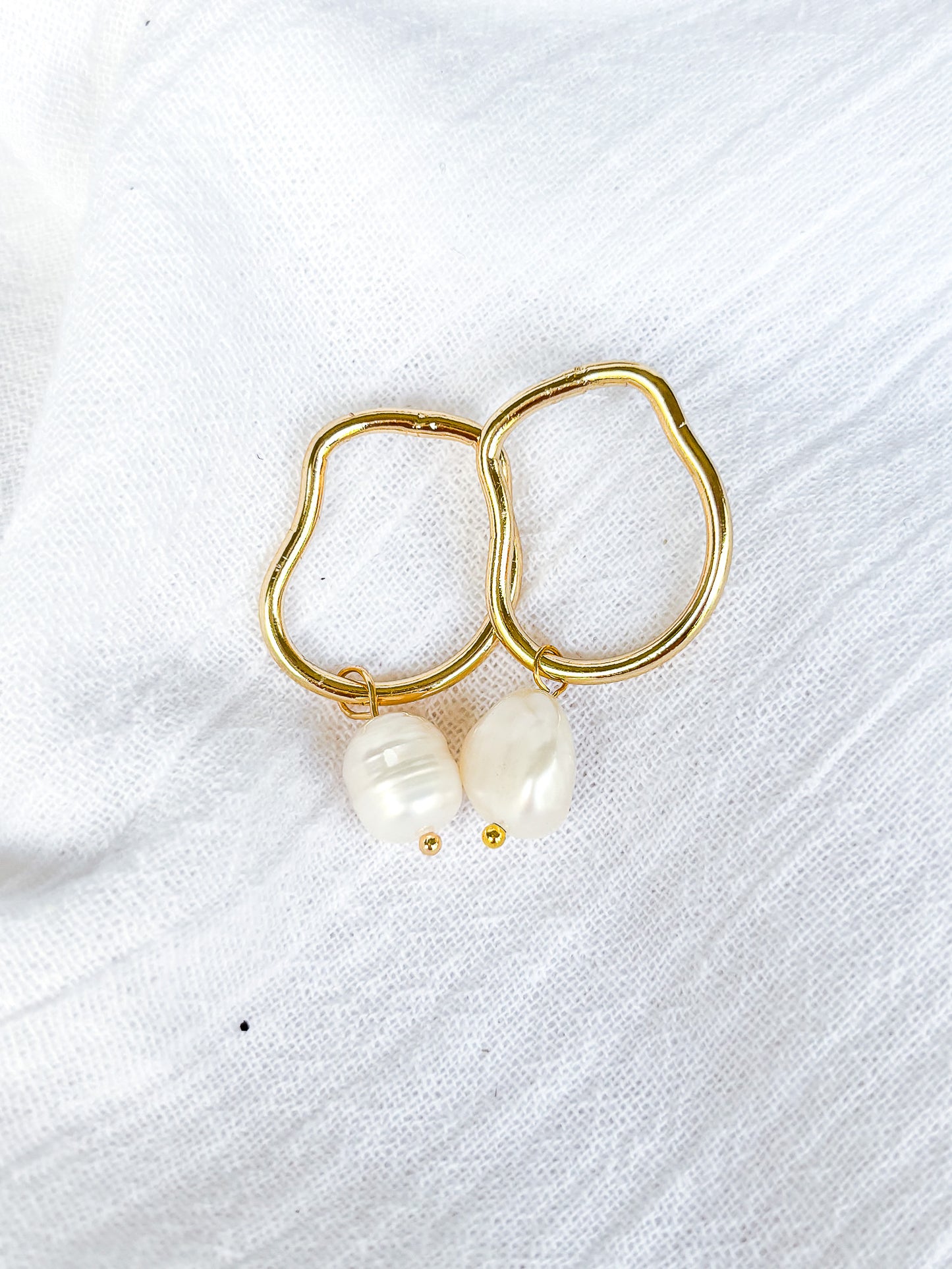 Funky Open Gold Hoop Earrings with Freshwater Pearls - Beadsmith