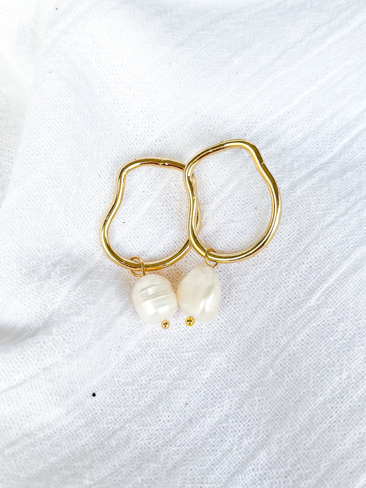 Funky Open Gold Hoop Earrings with Freshwater Pearls - Beadsmith