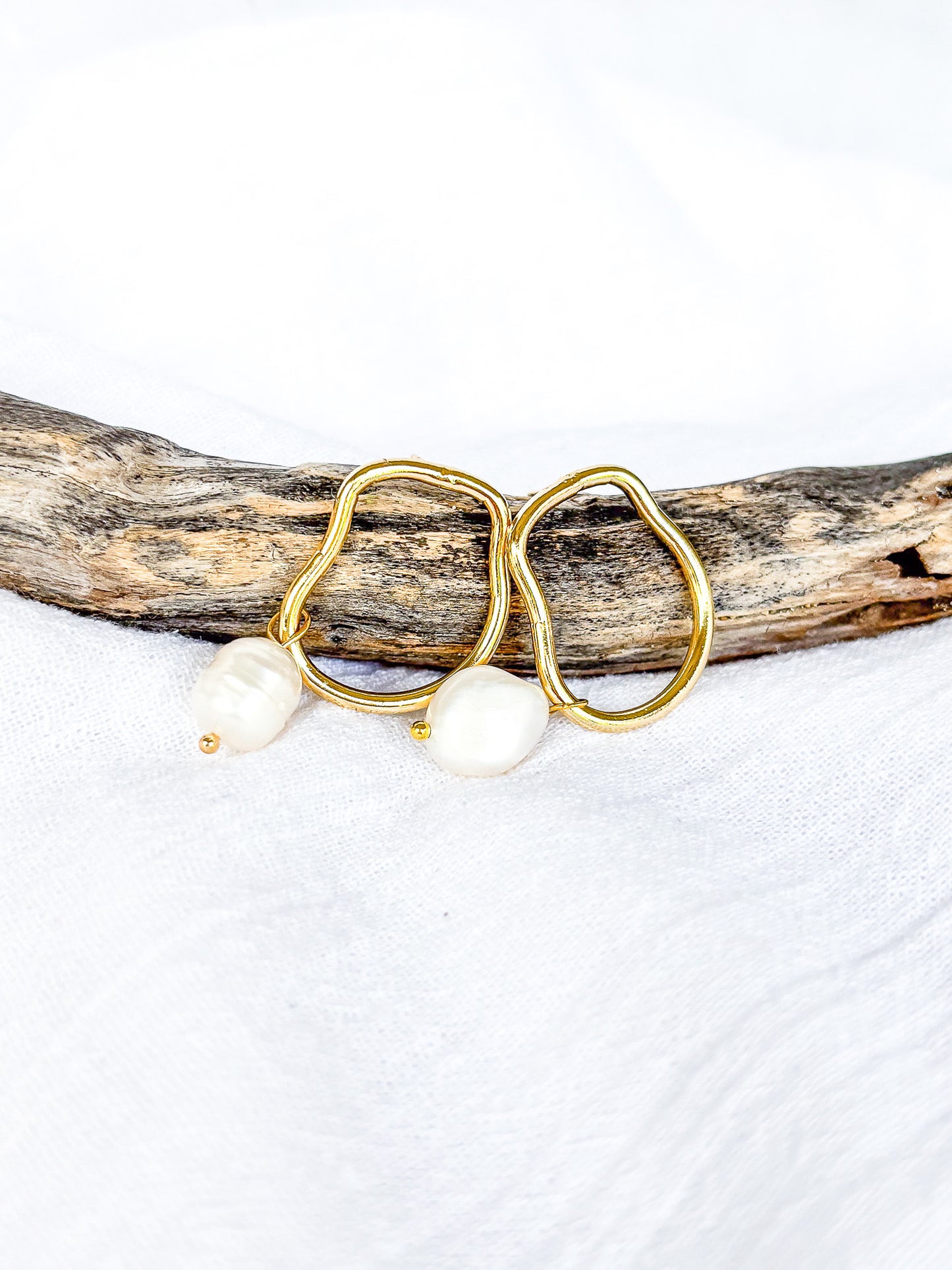 Funky Open Gold Hoop Earrings with Freshwater Pearls - Beadsmith