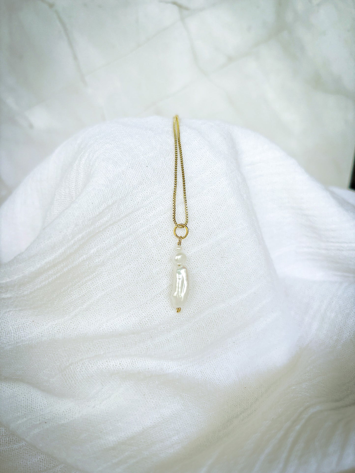 Freshwater Pearl stack on Dainty 18k Gold Chain - Beadsmith