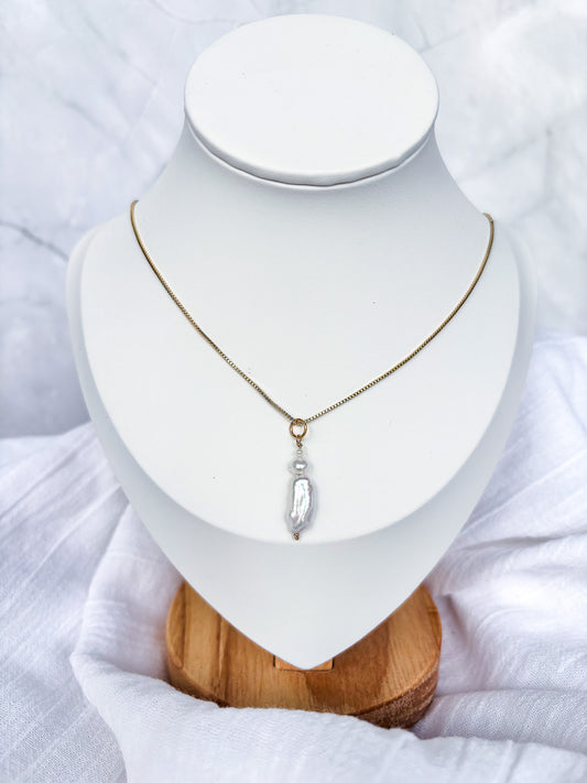 Freshwater Pearl stack on Dainty 18k Gold Chain - Beadsmith