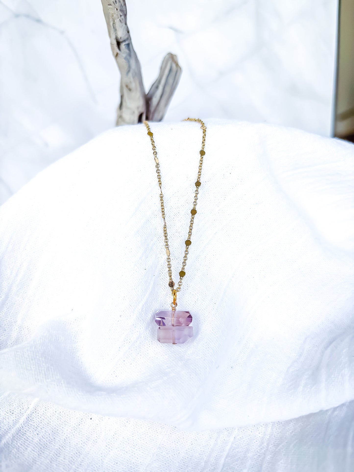 Dainty Gold Chain with Amethyst stack - Beadsmith