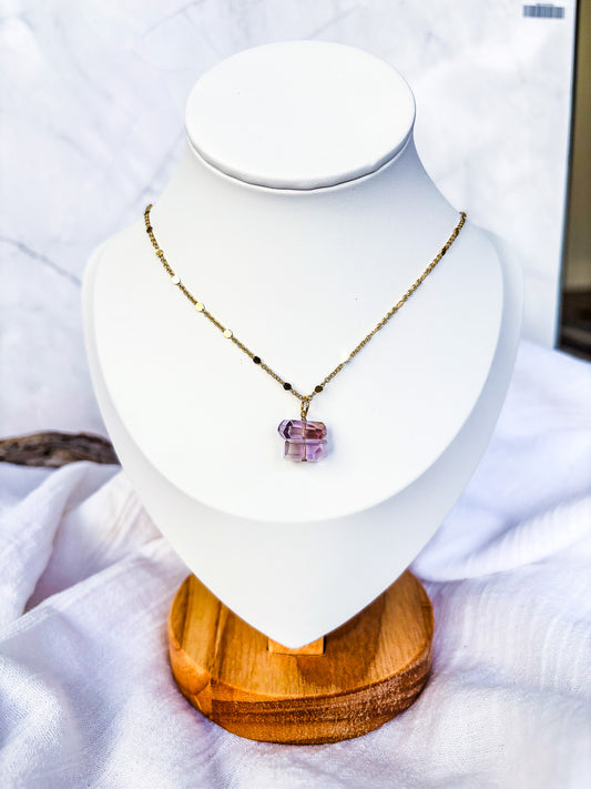 Dainty Gold Chain with Amethyst stack - Beadsmith