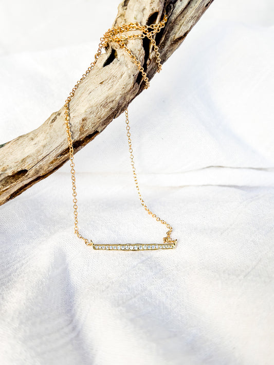 Dainty gold Diamante bar on 18k Gold Chain - Beadsmith
