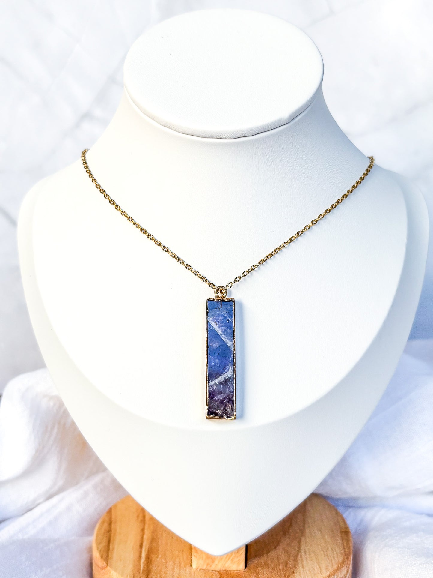 Amethyst Nugget & Gold Chain Necklace - Beadsmith