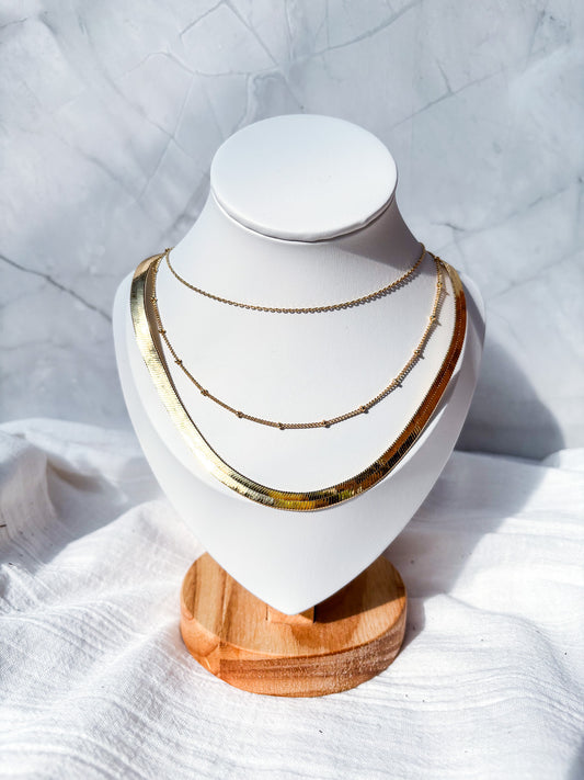 Trendy 14K Plated Gold Chain Necklaces – Herringbone, Ball Chain & Dainty Loop