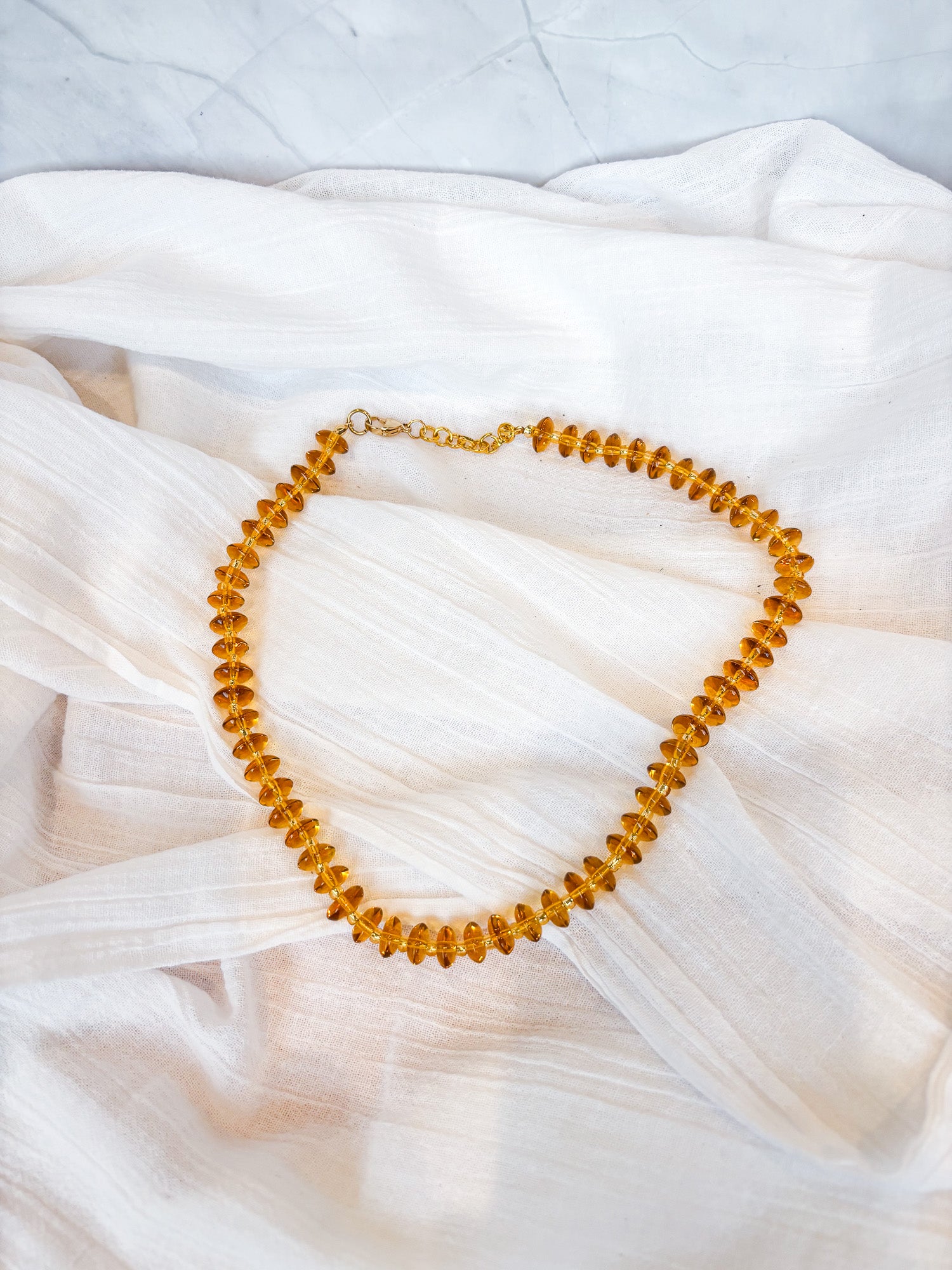 Handmade Amber Disc Crystal Beaded Necklace - Beadsmith