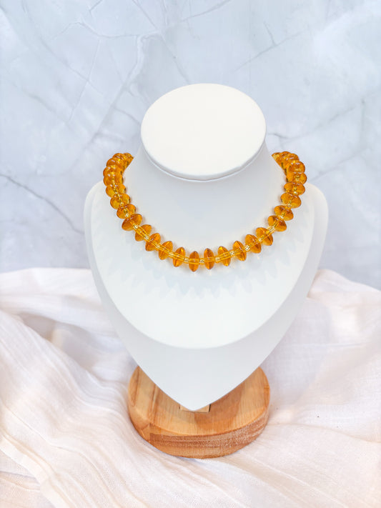 Handmade Amber Disc Crystal Beaded Necklace - Beadsmith