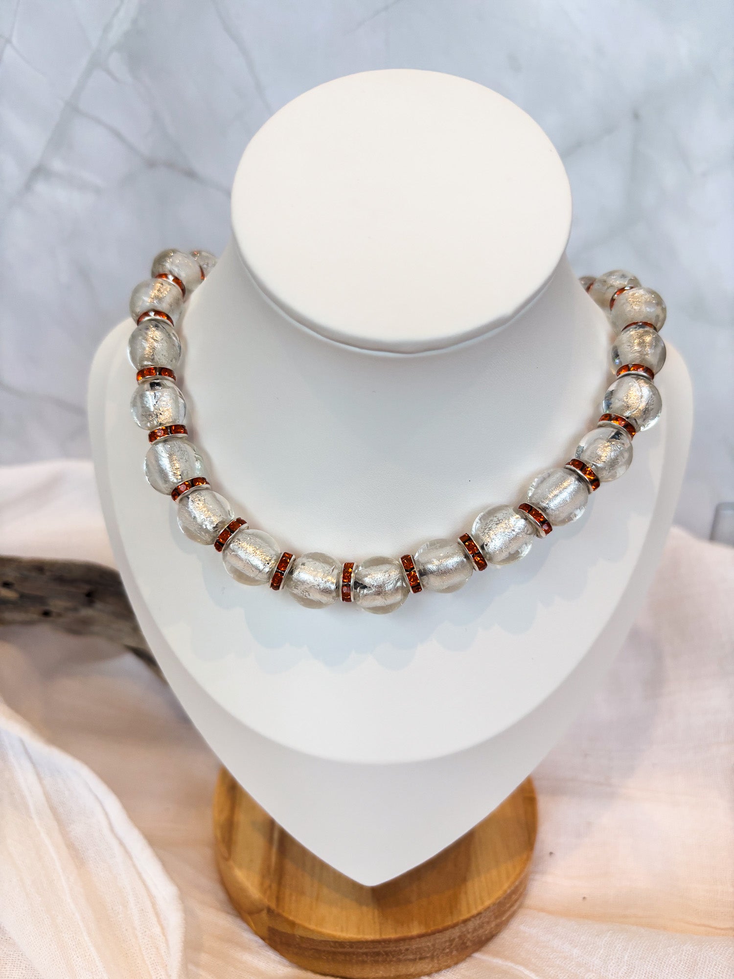 Handmade Foiled Silver and Red Spacer Beads Necklace - Beadsmith