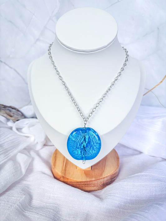 Handmade Silver Chain Necklace with Blue Feature Bead - Beadsmith