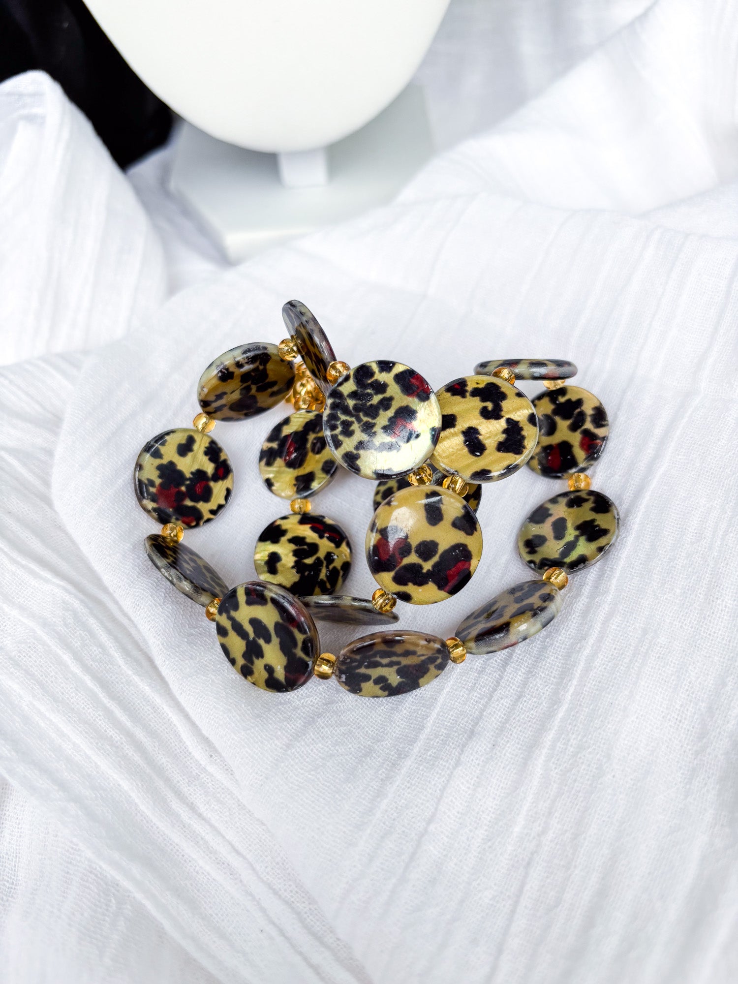 Handmade Round Leopard Inspired Beaded Necklace - Beadsmith