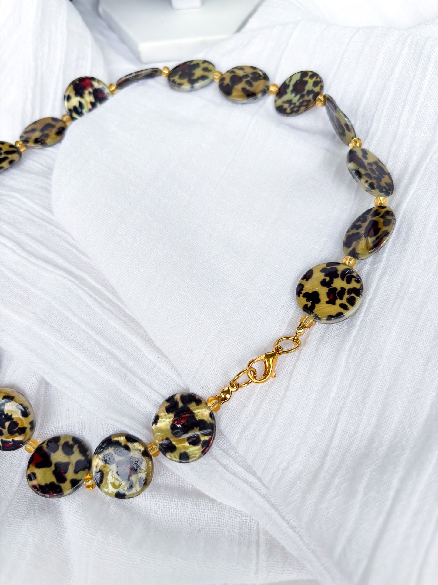 Handmade Round Leopard Inspired Beaded Necklace - Beadsmith