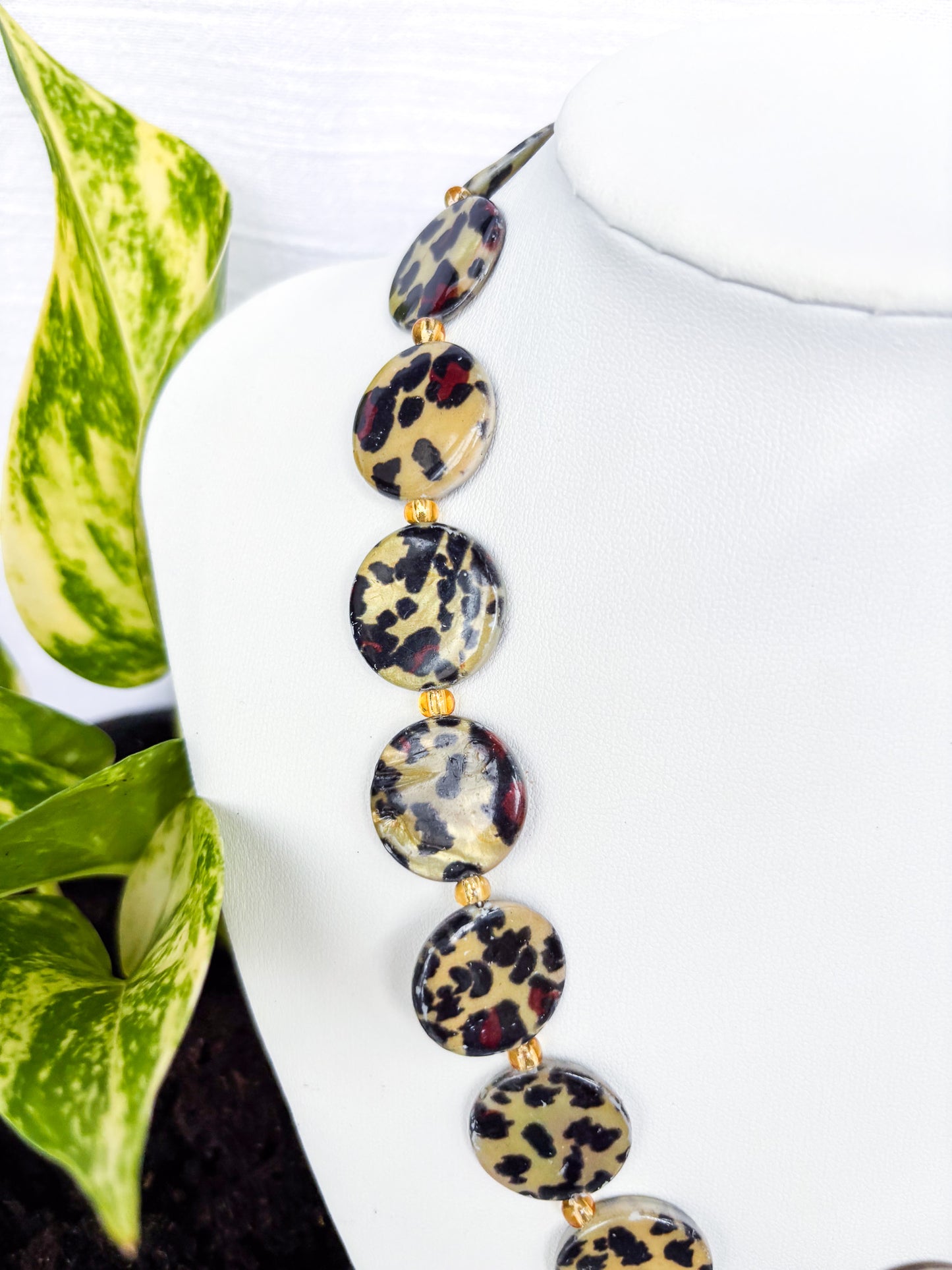 Handmade Round Leopard Inspired Beaded Necklace - Beadsmith