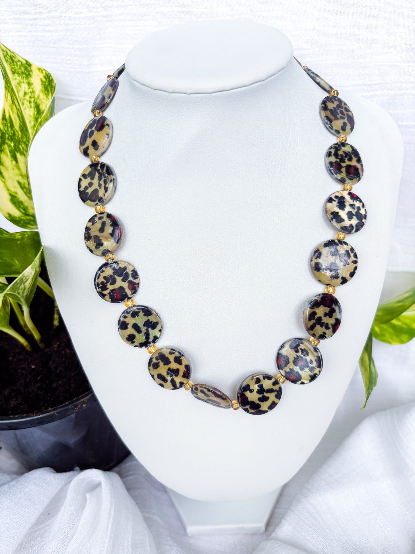 Handmade Round Leopard Inspired Beaded Necklace - Beadsmith