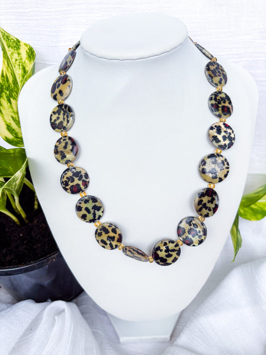 Handmade Round Leopard Inspired Beaded Necklace - Beadsmith