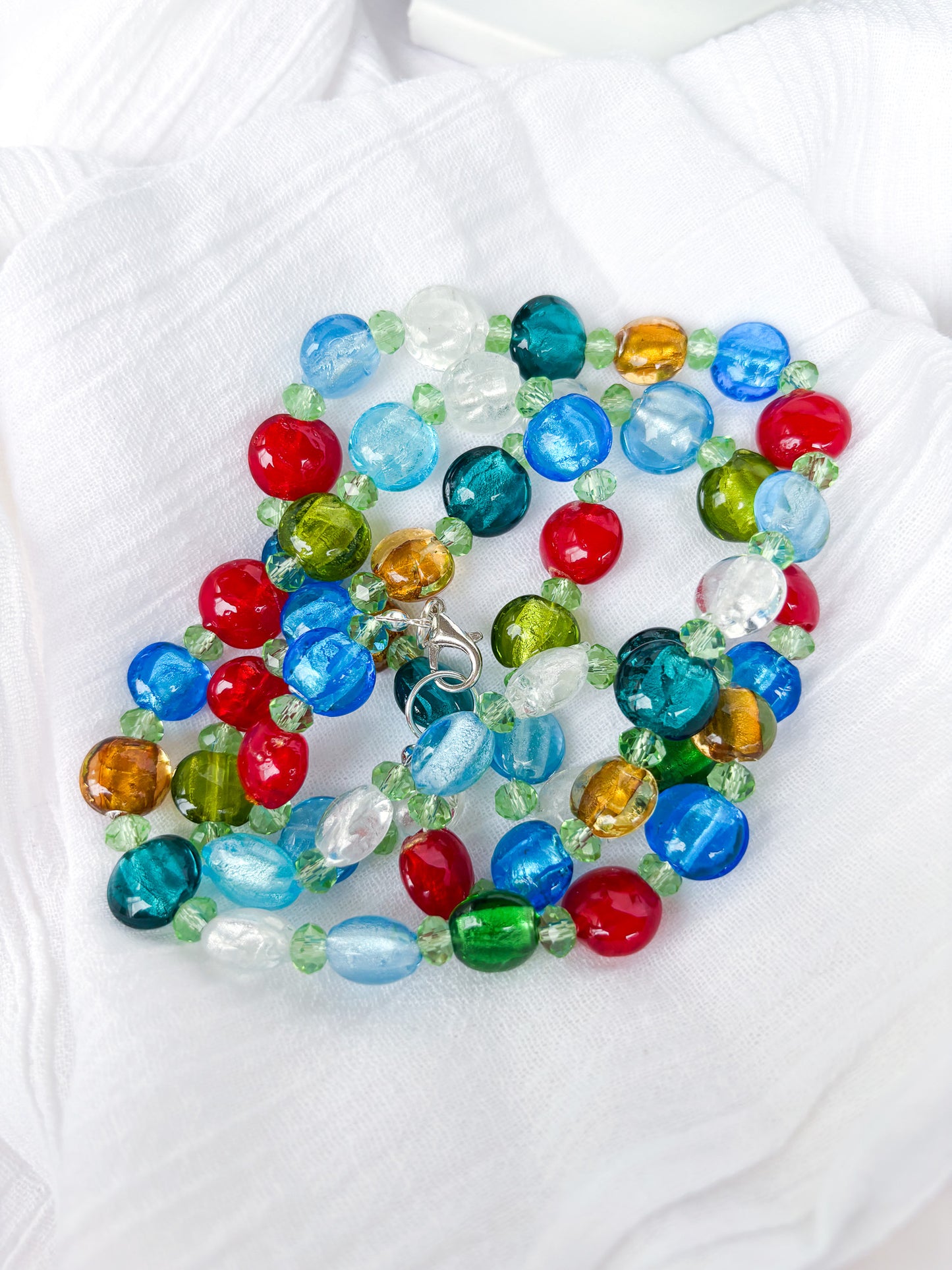 Multi colour round beaded necklace - Beadsmith
